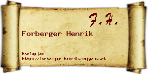 Forberger Henrik névjegykártya